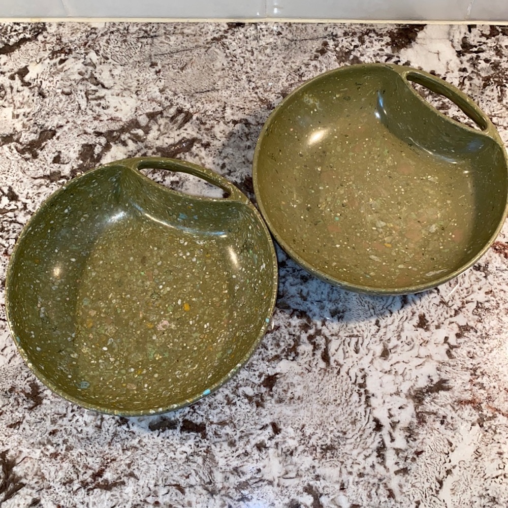 set of vintage melamine bowls